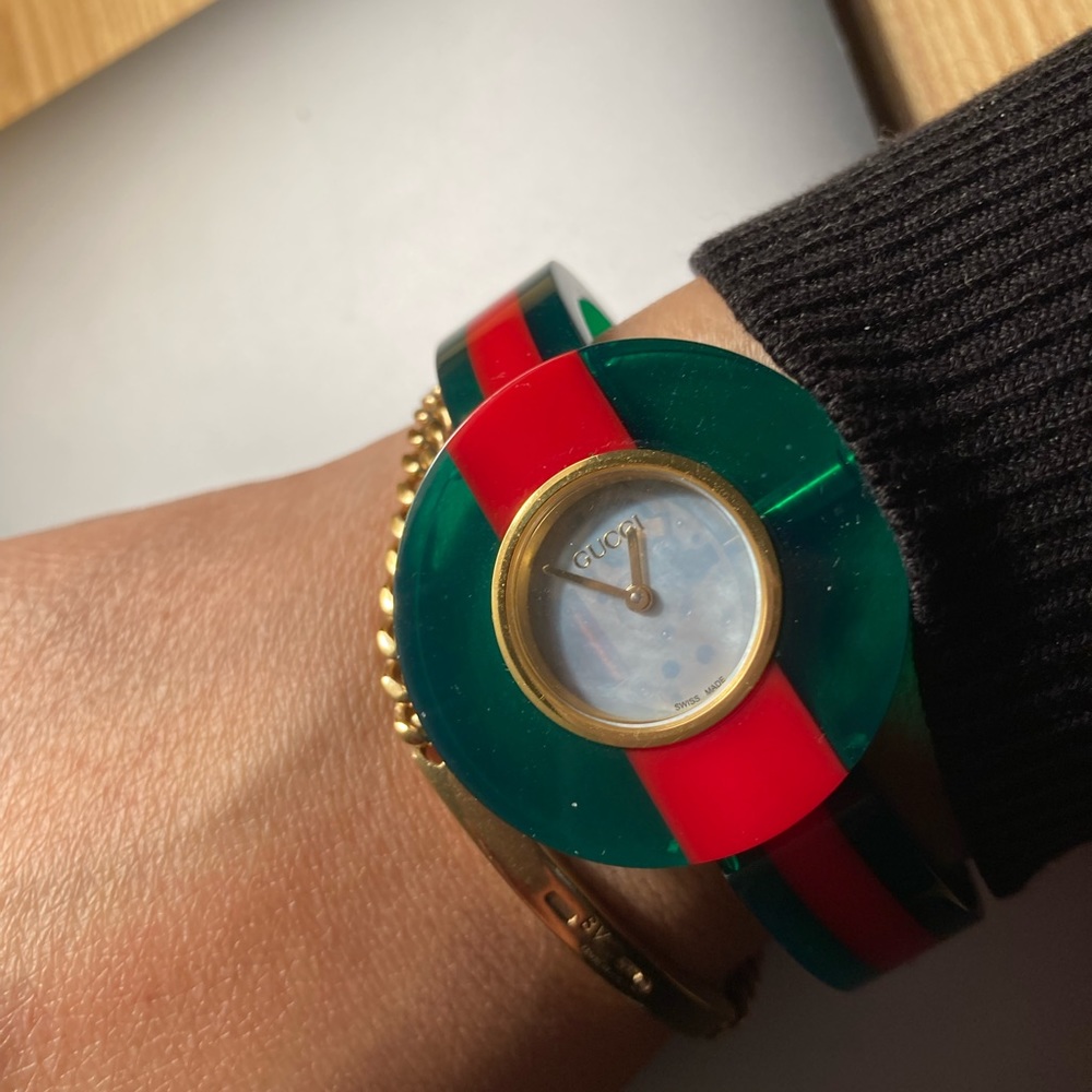 Iconic and rare Alessandro Michele Gucci Plexiglass Resin Watch.